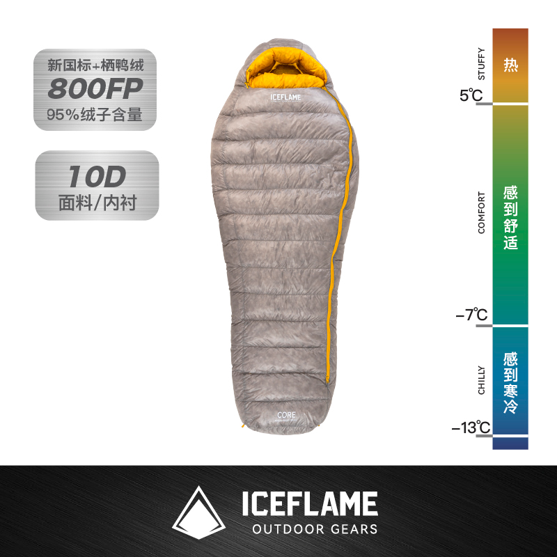 冰焰超轻户外徒步鸭绒防寒睡袋