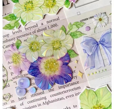 现货分装 花野原 爱莎伍德的犹豫 紫鸳蝶尾 PET虹光 手帐胶带