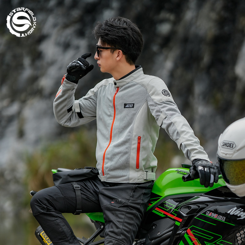 星空骑士夏季骑行服男女摩托车机车裤子网眼夹克薄款透气防摔通勤