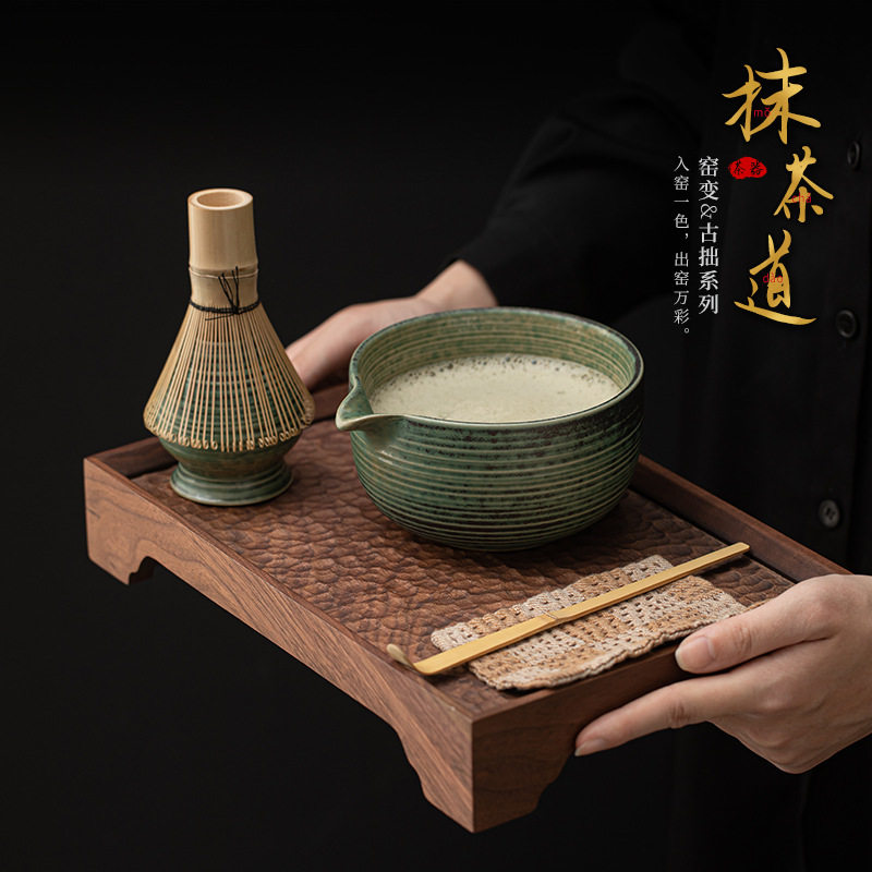 日式古拙抹茶工具陶瓷抹茶碗百本立茶筅立复古宋代点茶器茶道
