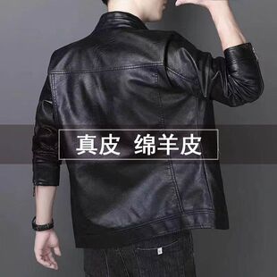 立领绵羊皮男加绒加厚真皮皮衣外套 秋冬季 海宁男士 皮夹克2026新款