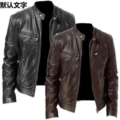 机车Men Leather Jacket Bomber Motorcycle Biker Jackets男皮衣