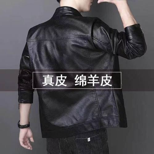 海宁男士皮夹克2025新款秋冬季立领绵羊皮男加绒加厚真皮皮衣外套