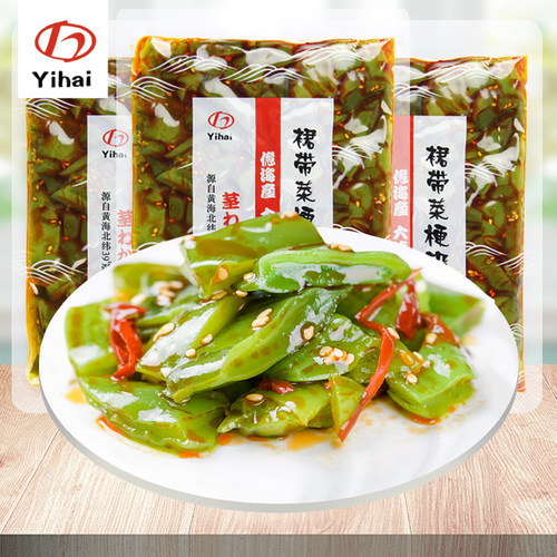 亿海香辣裙带菜梗段300g袋香辣嫩梗新鲜海白菜即食大连特产凉拌菜