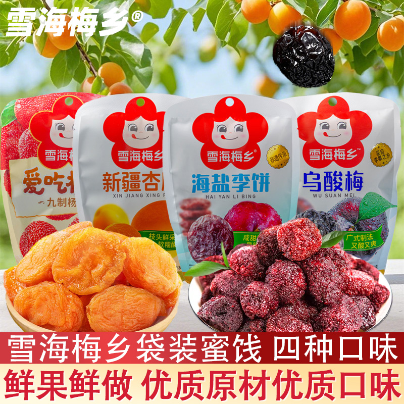 雪海梅乡蜜饯新疆杏脯乌酸梅海盐李饼88g九制杨梅小零食果干果脯
