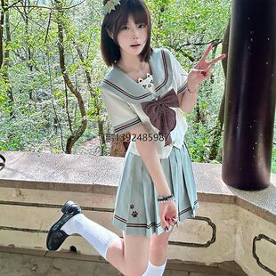 西瓜狼【水浪芙】日系水手服JK制服原创收腰百褶裙学生夏季套装