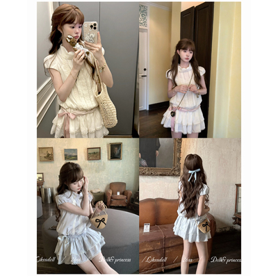 古董娃娃感翻领泡泡袖连衣裙