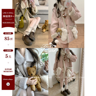 新款 三色麂皮绒外套冬季 百搭宽松加厚保暖上衣 冬日雪信 DOLL原创