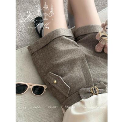 DOLL原创 -莉可曼斯-蝴蝶结高腰短裤女冬新款设计感百搭显瘦裤子