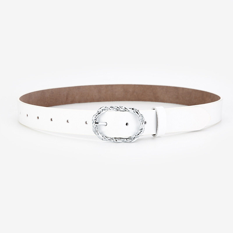 新品 针扣女皮带真皮配牛仔裤休闲细腰带宽皮带红白光面