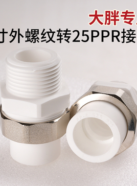 大胖专用1寸外螺纹转25PPR热熔接头大白瓶大胖前置6分转接头