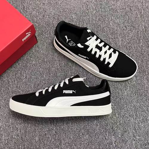 PUMA彪马 Smash Vulc Canvas 黑白 帆布舒适潮流百搭 低帮板鞋