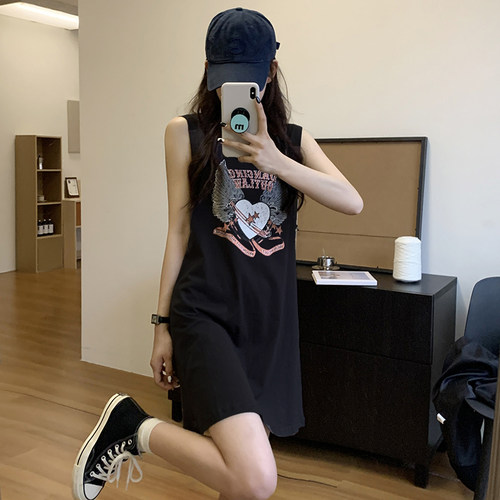 中长款超火学生背心裙宽松少女