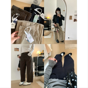 XFYSTYLE_日系简约莱赛尔直筒裤宽松九分裤后腰松紧通勤休闲裤女