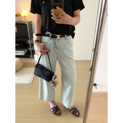 超薄柔软天丝汗麻凉感蓝色牛仔裤
