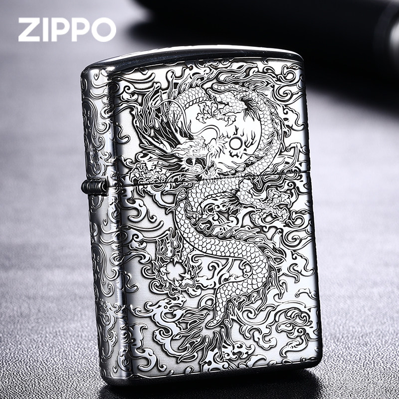 打火机zippo正品重甲纯银祥云龙专柜正品男士礼品限量版收藏级送