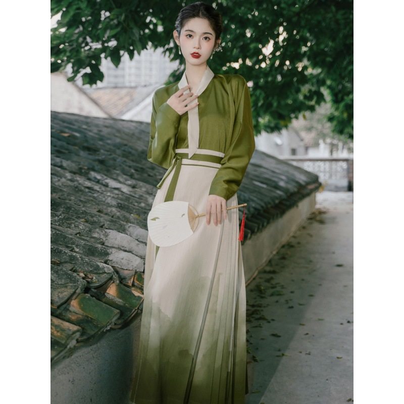 日常款广袖流仙惊鸿马面裙大嫂套装汉服衬衫马面裙古风汉捻茶破裙