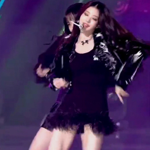 ive张元英同款女团打歌服舞台服短款皮衣套装成人韩舞爵士舞蹈服