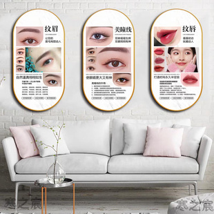 眉眼唇挂画轻奢高级感美容院背景墙客厅装饰画美睫美甲宣传海报图