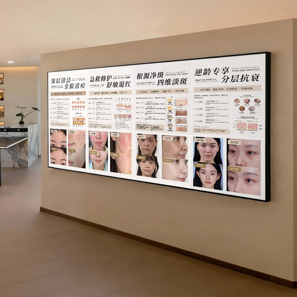 美容院背景墙壁装饰画中医理疗SPA会所宣传图纹绣海报养生馆挂画
