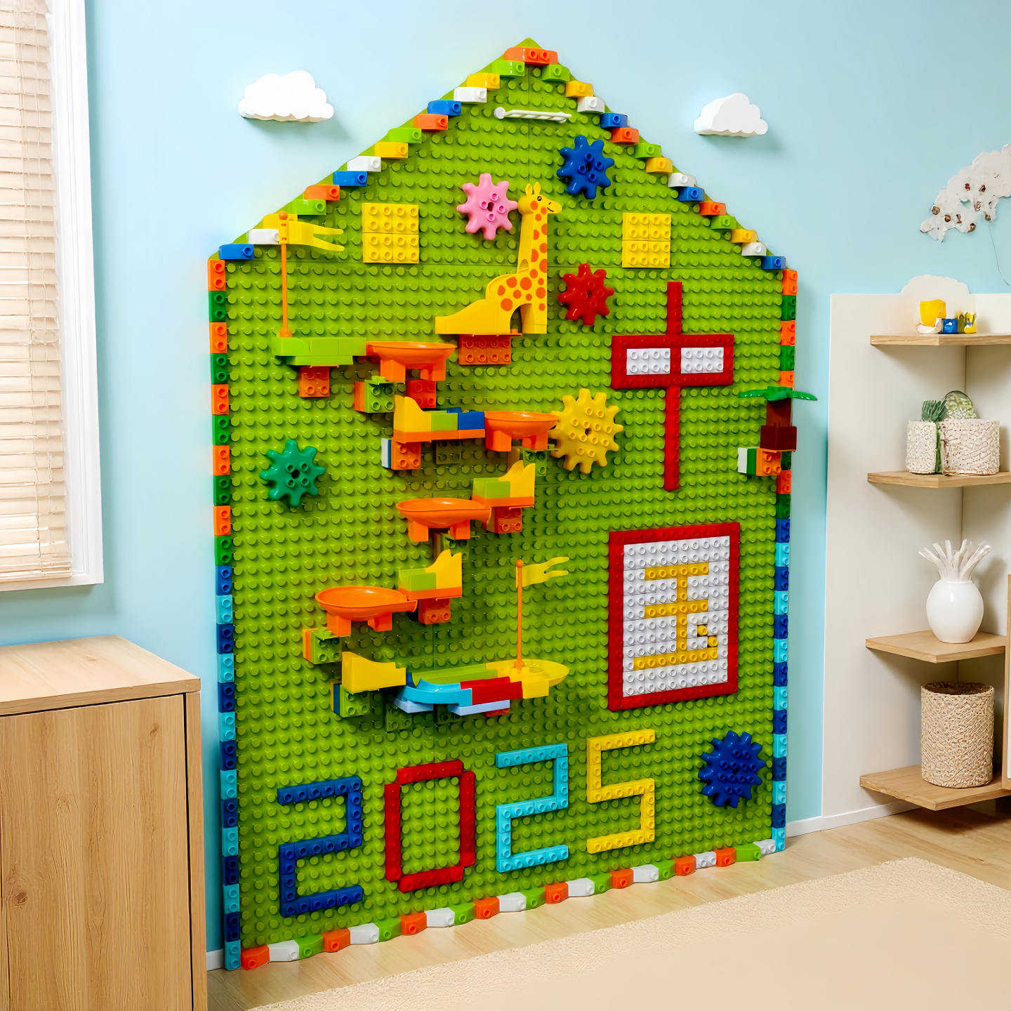 大颗粒积木墙家用幼儿园底板墙上拼装玩具墙面儿童积木板定制益智