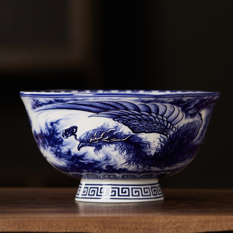 龙凤米饭碗釉中彩复古景德镇骨瓷