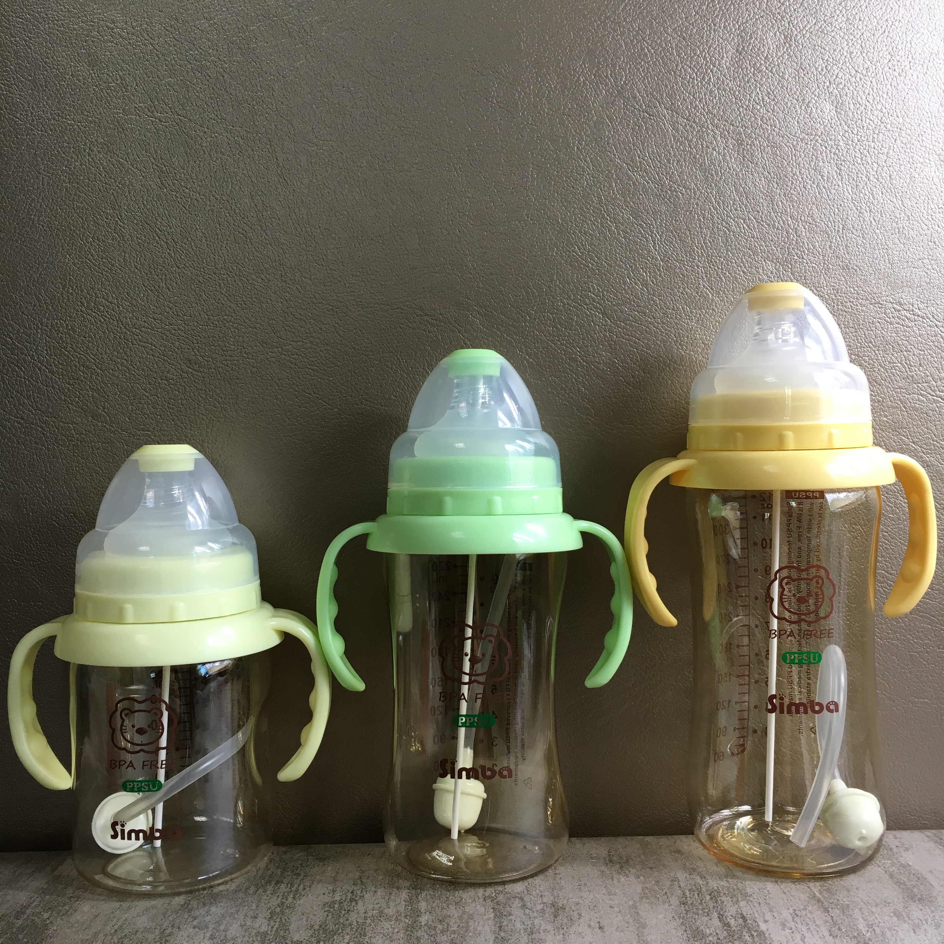 台湾进口ppsu带把手柄吸管奶瓶