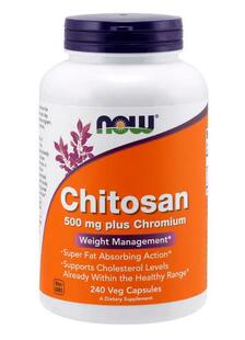 吸收脂肪 美国原装NOW Chitosan含铬甲壳素(壳聚糖)素食胶囊240粒