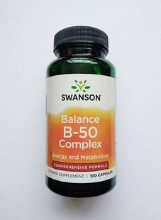 高含量 均衡维生素B族50胶囊 100粒美国直邮 SWANSON 美国原装