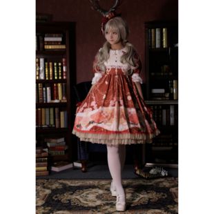 现货 圣诞日常草莓巫女lolita原创连衣裙 时钟棋遇记OP洛丽塔洋装