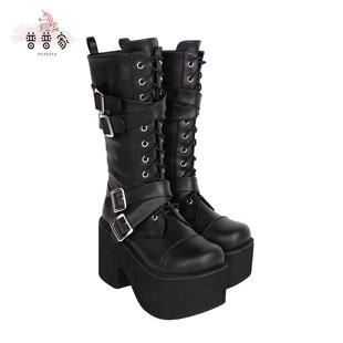 动漫靴LOLITA女靴COS靴PUNK鞋 7002 厚底朋克靴厚底松糕鞋