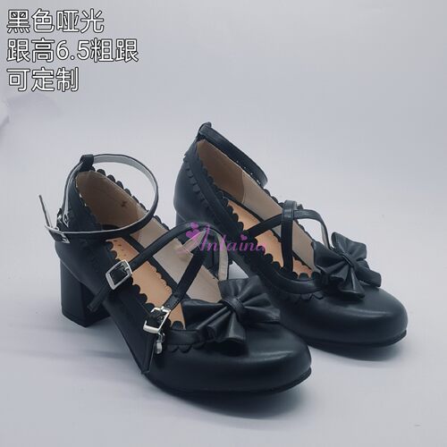 粗跟高跟可定制花边蝴蝶结经典鞋