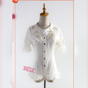 草莓巫女 时钟棋遇记系列原创lolita洋装设计暗纹全棉衬衣全款