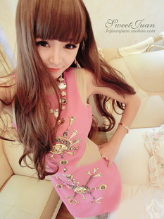 【kyouko假发】原宿/日常/lolita森系 亚麻/棕/香芋 三色渐变新款