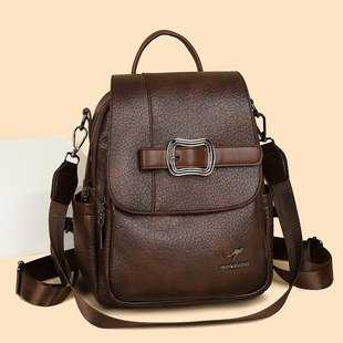 真皮双肩包女新款简约多功能大容量旅行户外背包斜挎通勤学生书包