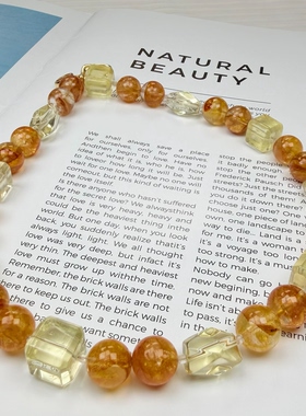 原创 天然高品金麒麟胶花海蓝宝项链夏日限定