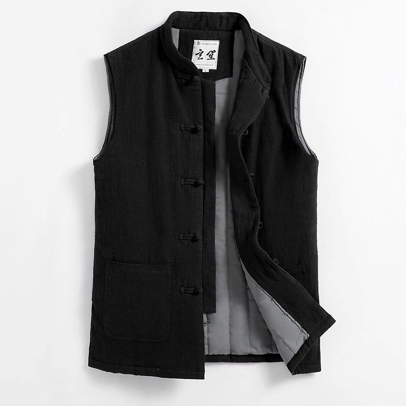 冬季男士棉马甲无袖宽松保暖男中式外套加厚纯色外穿立领男式坎肩,男装,唐装,淘宝优惠券,粉丝福利购,淘宝优惠卷