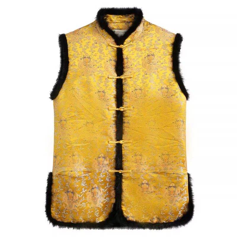 唐装加棉水貂领马甲男冬季加棉大码中老年男中式加厚坎肩印花盘扣,男装,唐装,淘宝优惠券,粉丝福利购,淘宝优惠卷