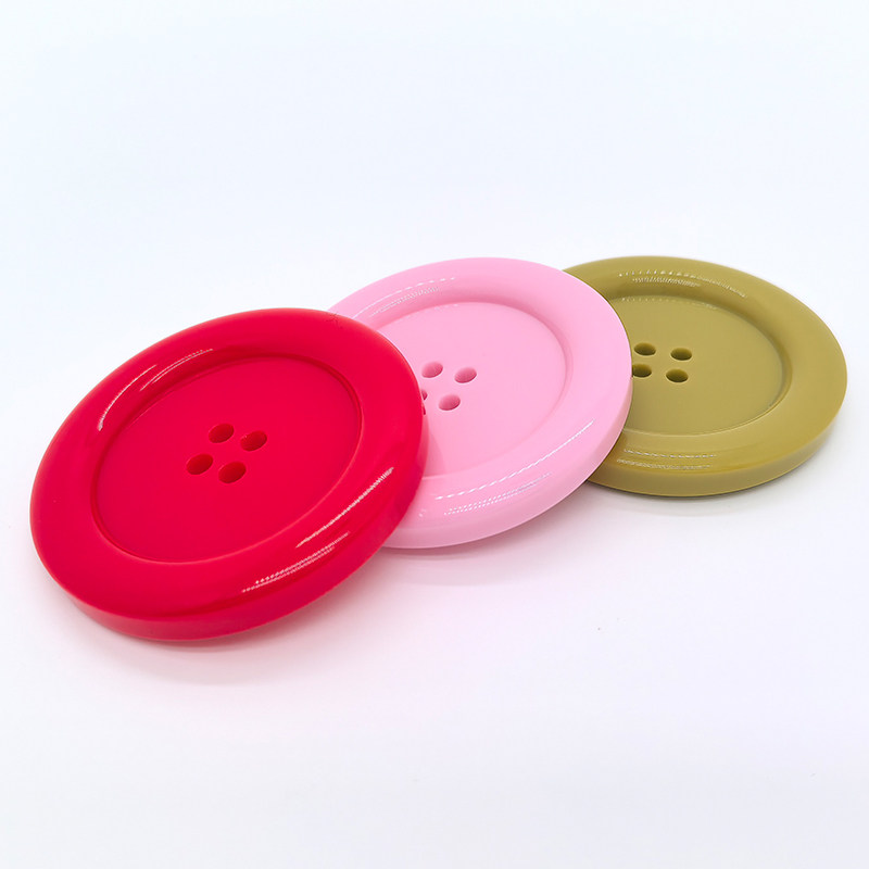 5.0CM大扣子四眼圆边细边大衣外套扣子彩色大红色粉色草绿色纽扣