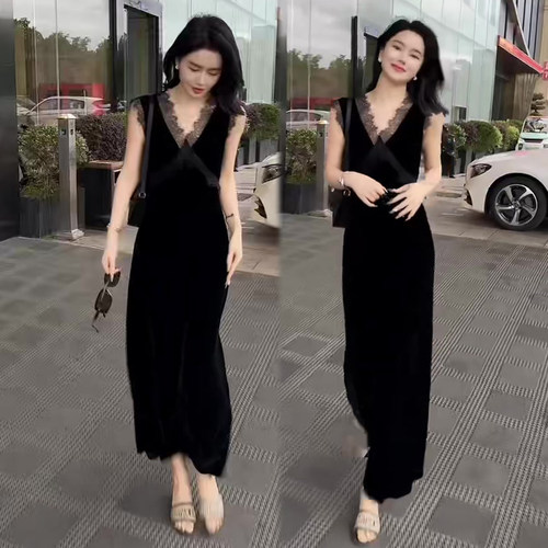 法式复古丝绒高级感连衣裙