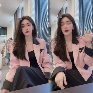 新款 西服外套女2023年春季 韩版 显瘦短款 领夹克潮 网红爆款 西装 时尚