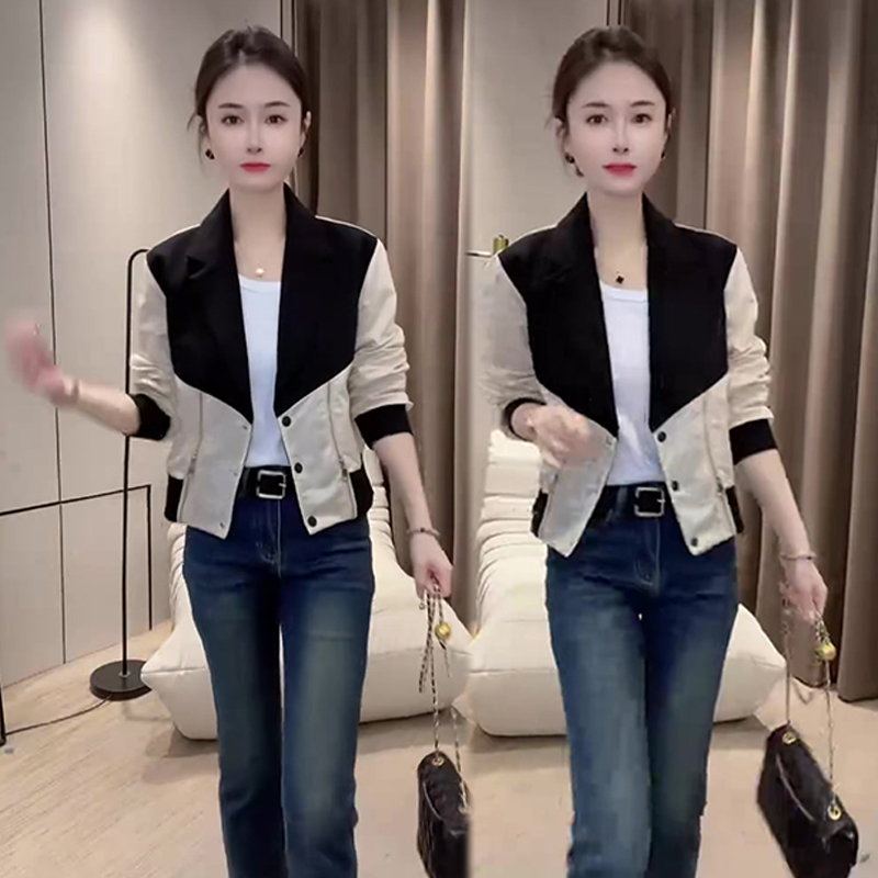 韩版时尚洋气百搭撞色外套