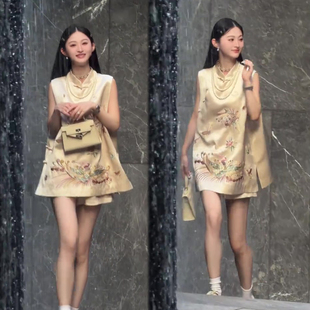 重工民族风时尚套装女2026夏季新款刺绣马甲+短裤新中式两件套装
