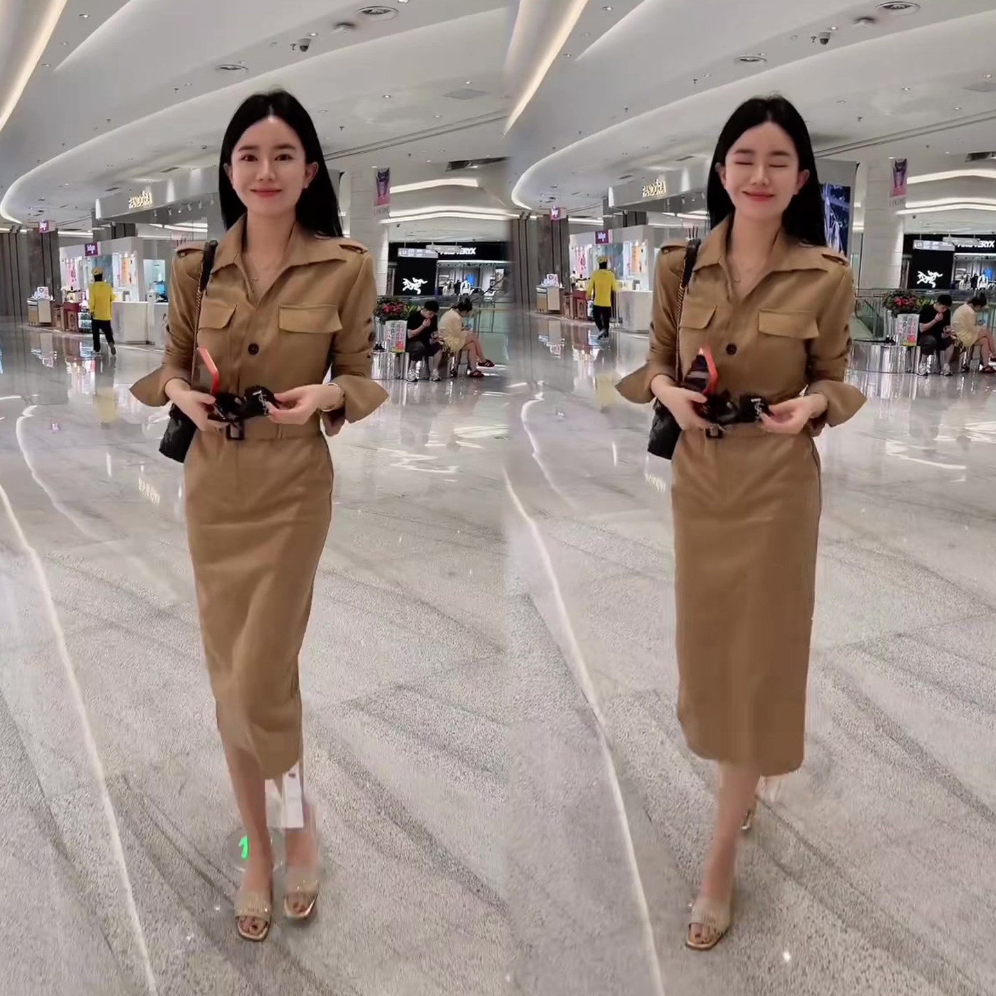 女神范气质风衣连衣裙女图片