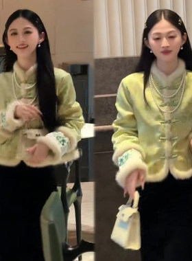 复古民族风时尚套装棉服+丝绒裙