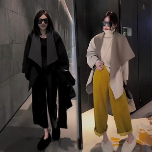 遮肉显瘦上衣大衣 欧货宽松大版 大翻领韩系洋气外套女2025秋季 新款