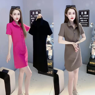 韩版时尚休闲百搭减龄显瘦遮肉衬衫裙女夏季新款高级感短袖连衣裙