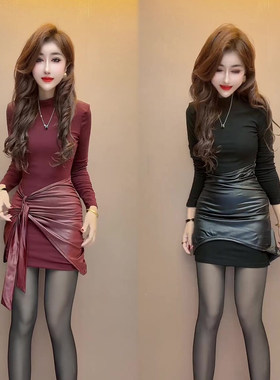 绑带修身气质包臀裙连衣裙女