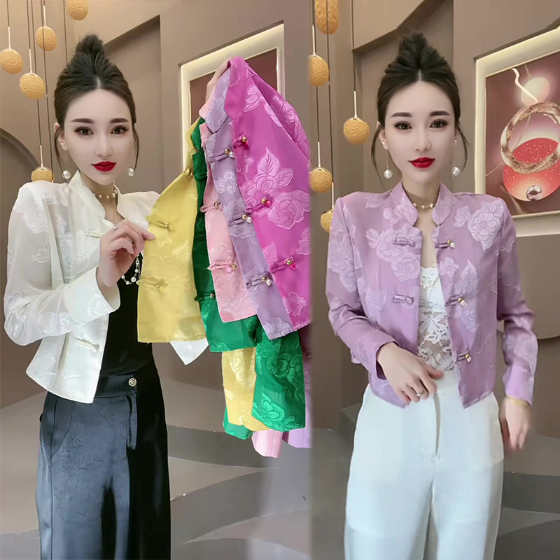 立领新国风复古盘扣短外套女2024夏季新款显瘦遮肉百搭高街上衣潮,女装/女士精品,短外套,淘宝优惠券,粉丝福利购,淘宝优惠卷