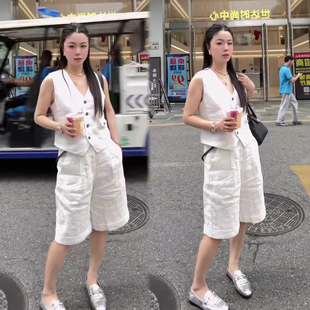 老钱风高级感时尚套装女2026春夏季新款无袖背心+五分裤两件套装